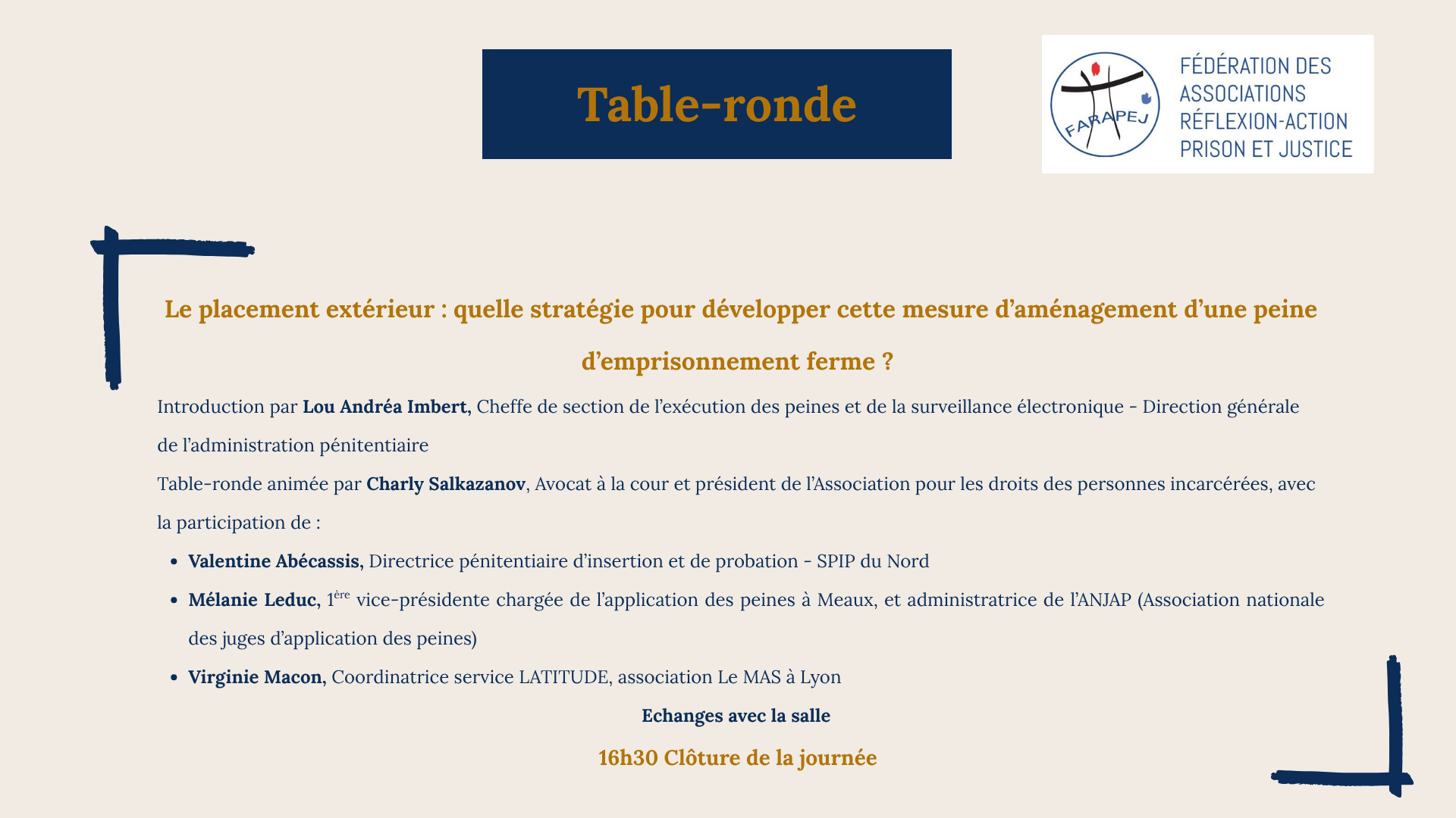 Table-ronde – Le placement extérieure : quelle stratégie pour développer cet aménagement de peine ?